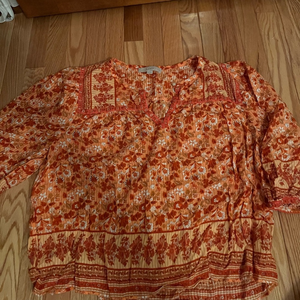 Loft Orange Floral Top